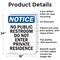 Signmission No Public Restroom Do Not Enter OSHA Notice Sign, Aluminum, 18in W x 24in L, 2PK OS-2PACK-NS-A-1824-V-14765 - alternate 2